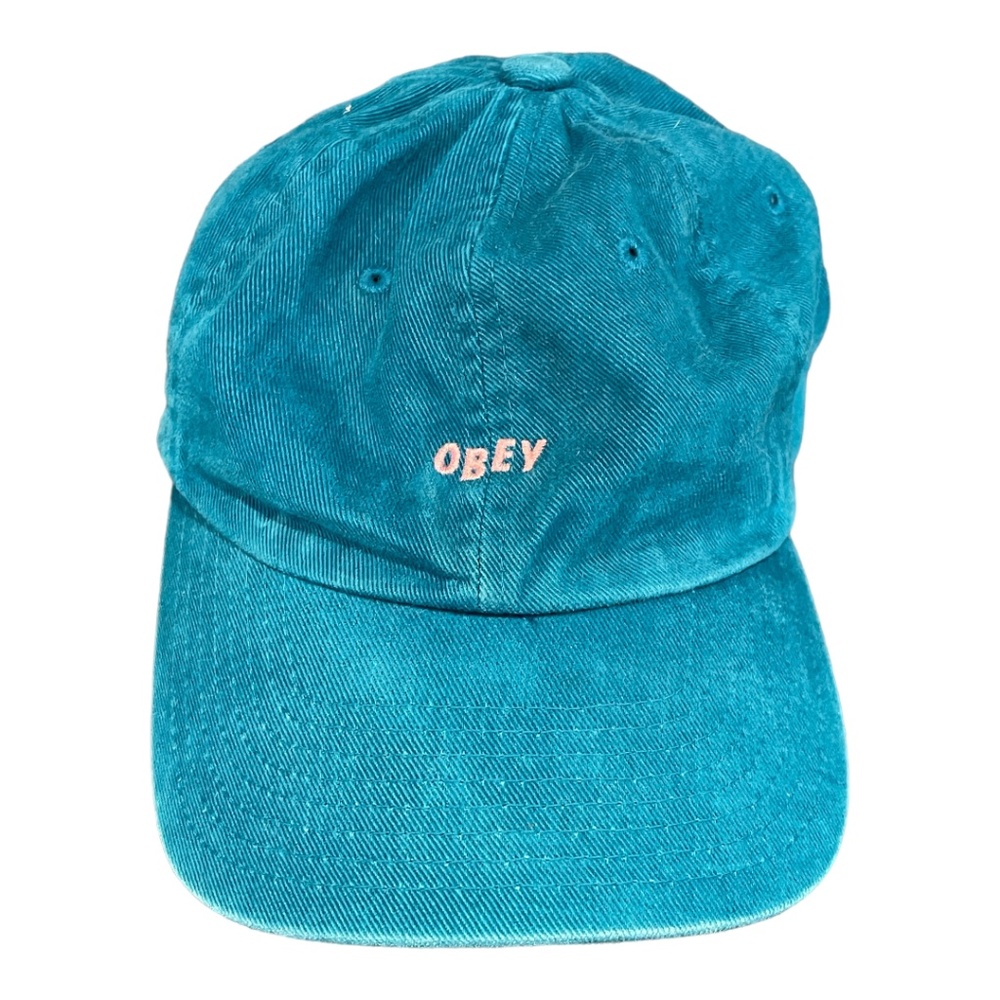 Obey pink teal blue adjustable cap.